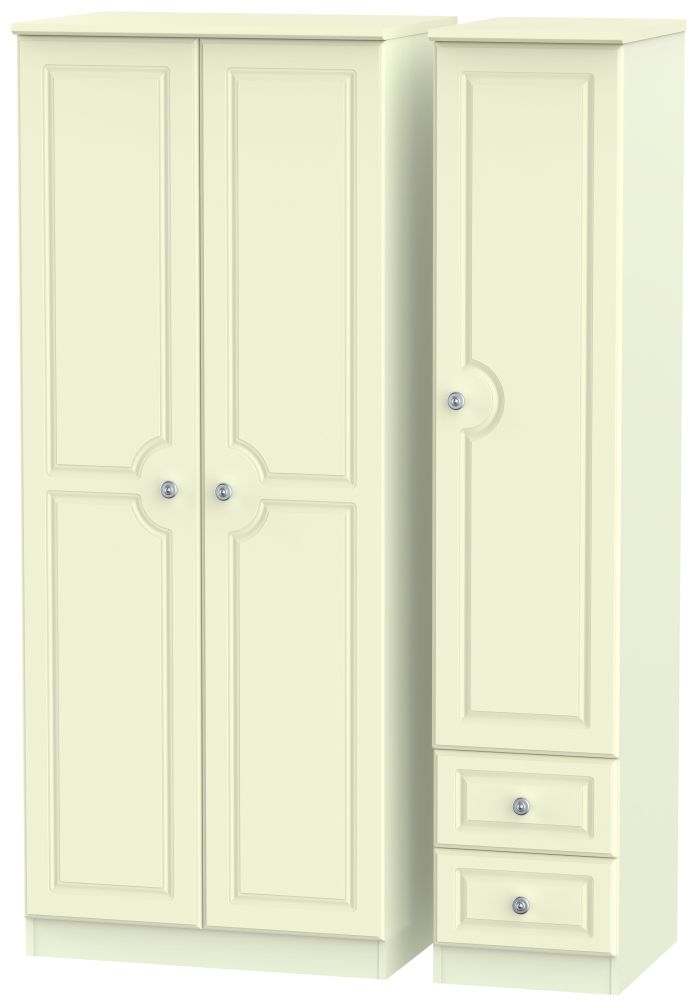 Pembroke Cream 3 Door 2 Right Drawer Plain Wardrobe