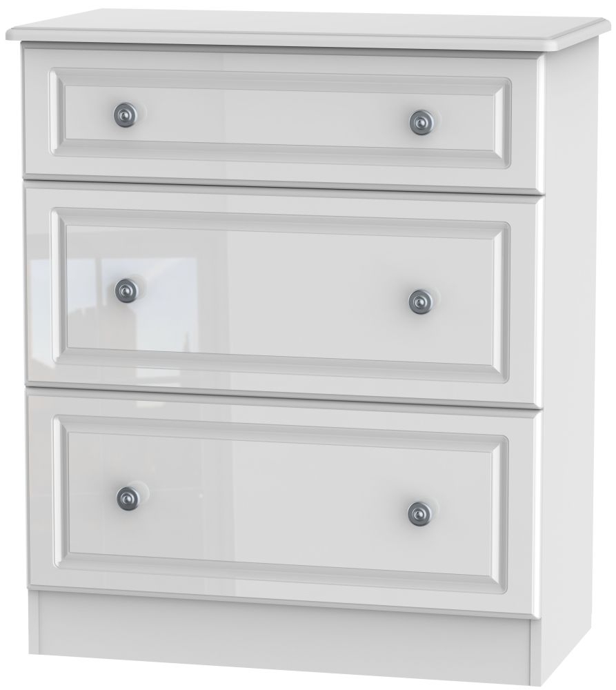 Pembroke High Gloss White 3 Drawer Deep Chest