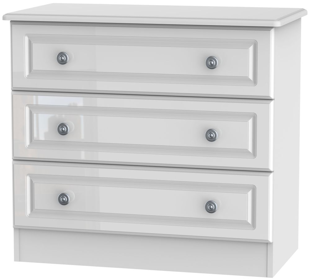 Pembroke High Gloss White 3 Drawer Chest