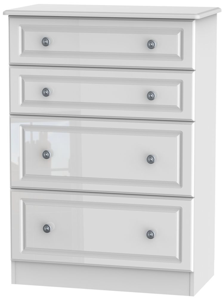 Pembroke High Gloss White 4 Drawer Deep Chest