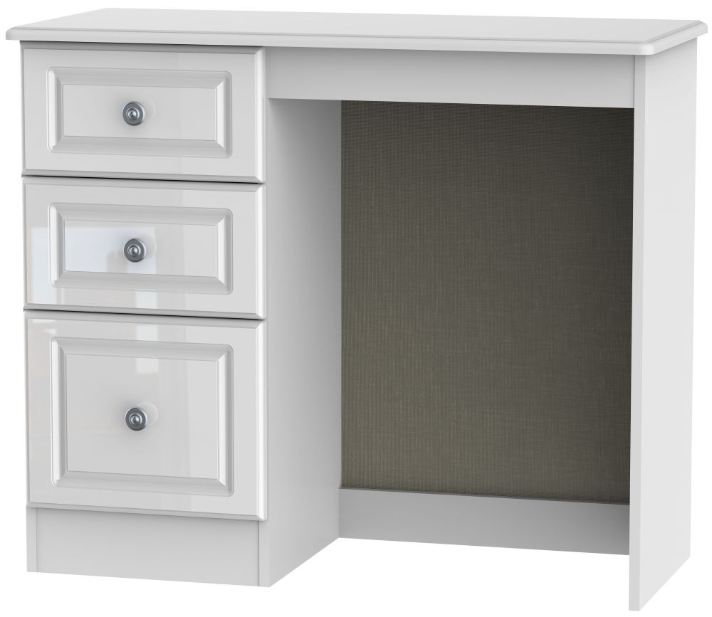 Pembroke High Gloss White Single Pedestal Dressing Table