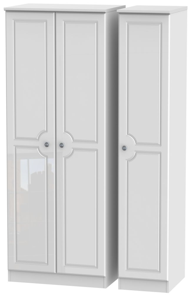 Pembroke High Gloss White 3 Door Tall Plain Wardrobe