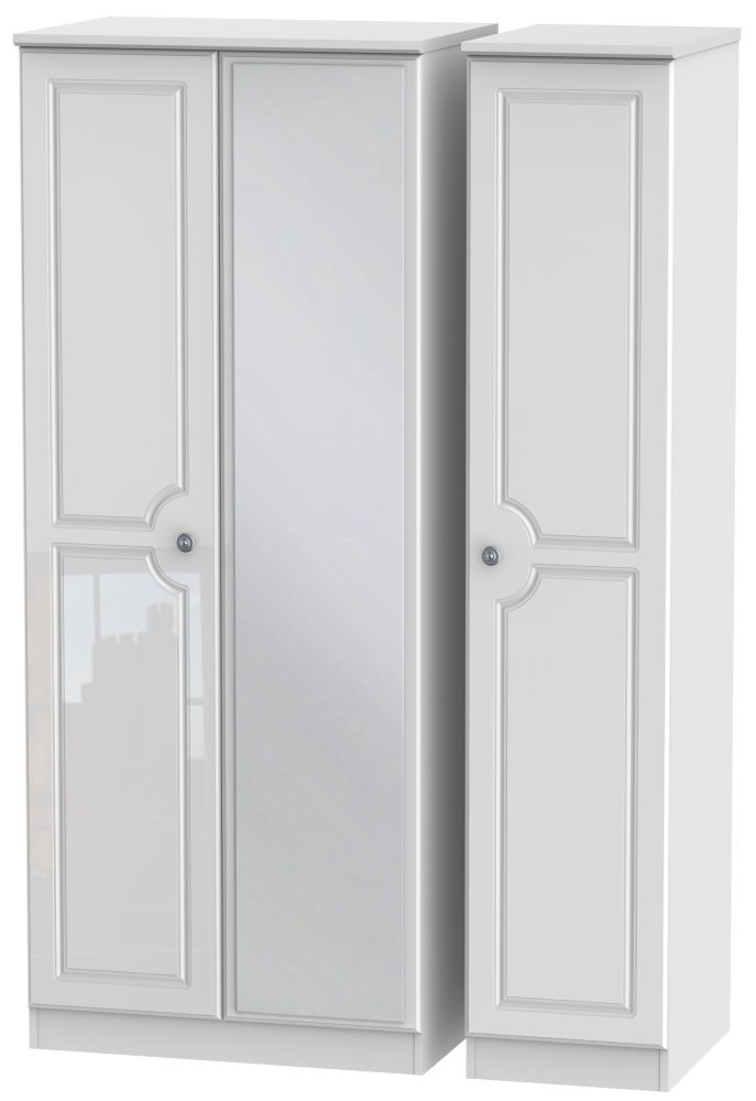 Pembroke High Gloss White 3 Door Mirror Wardrobe