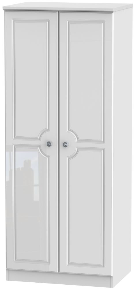 Pembroke High Gloss White 2 Door 2ft 6in Plain Wardrobe