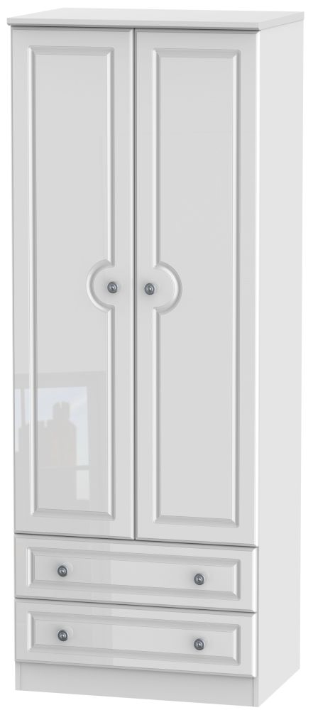 Pembroke High Gloss White 2 Door 2 Drawer Tall Wardrobe