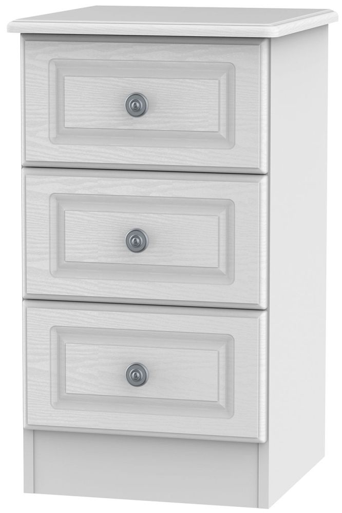 Pembroke White 3 Drawer Bedside Cabinet