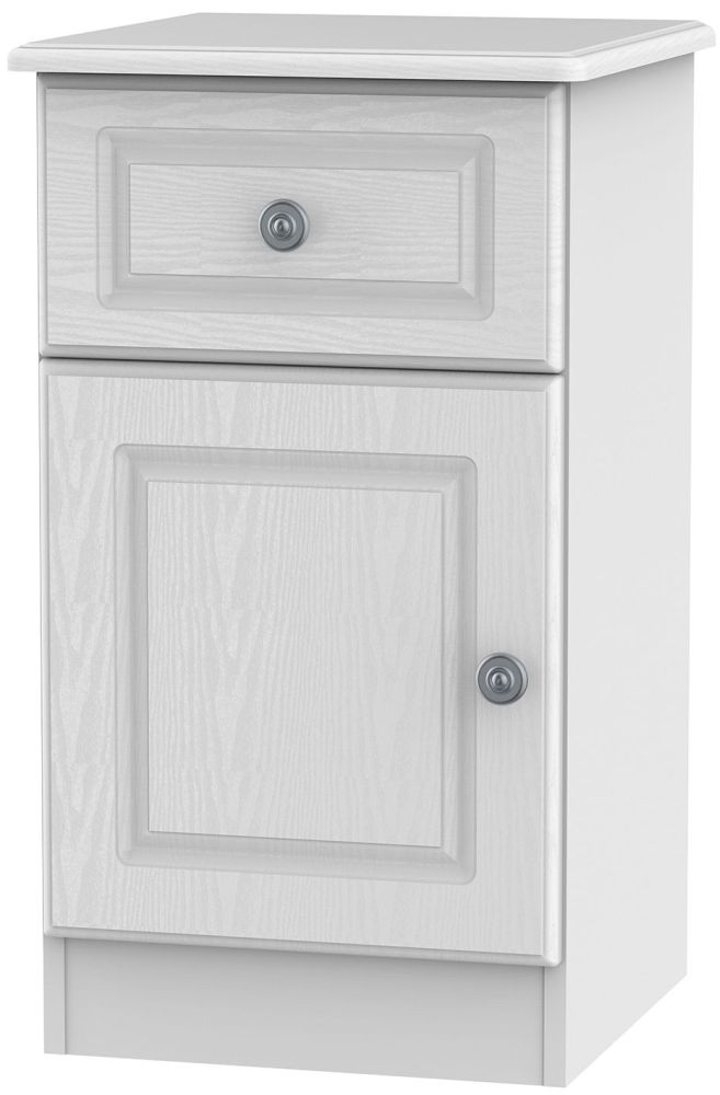 Pembroke White 1 Door 1 Drawer Bedside Cabinet Left Hand Side