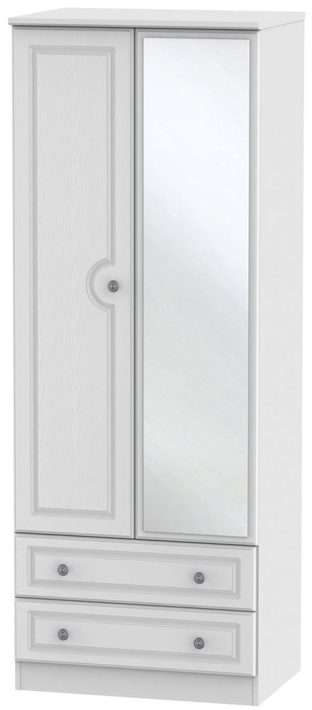 Pembroke White 2 Door Tall Mirror Combi Wardrobe