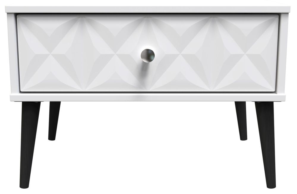 Pixel Matt White 1 Drawer Midi Bedside Cabinet