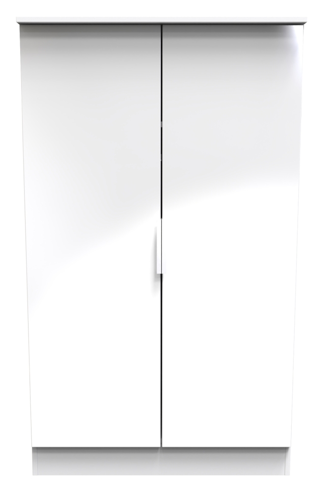 Plymouth White Gloss 2 Door Plain Midi Wardrobe