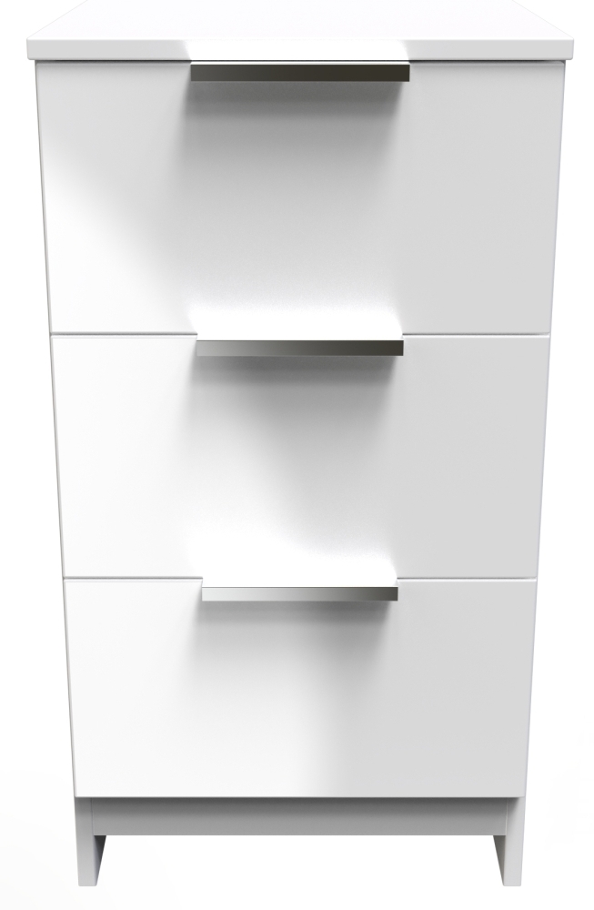 Plymouth White Gloss 3 Drawer Bedside Cabinet