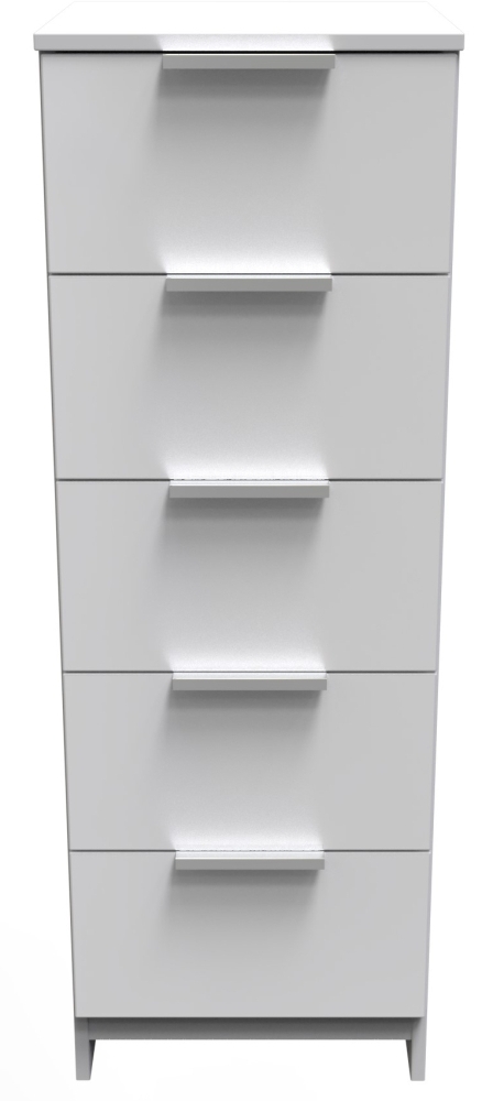 Plymouth White Gloss 5 Drawer Bedside Cabinet