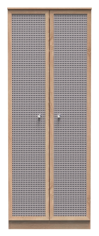 Rattan Bardolino Oak 2 Door Plain Wardrobe