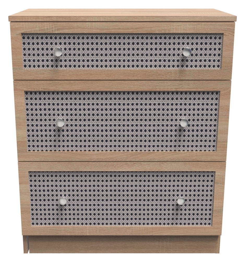 Rattan Bardolino Oak 3 Drawer Deep Chest