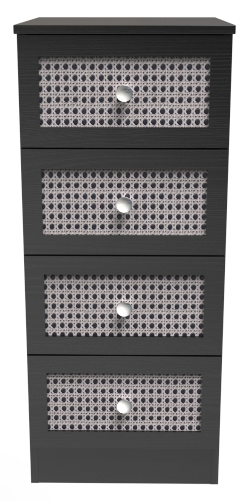 Rattan Black Ash 4 Drawer Chest