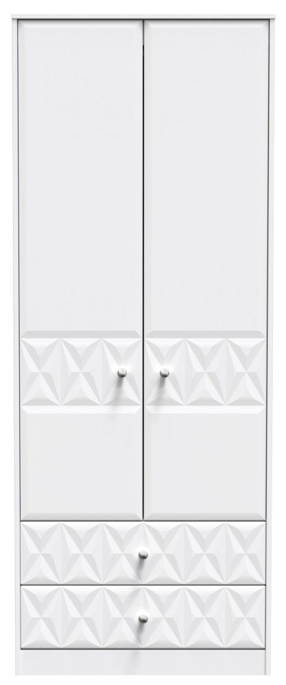 San Jose Matt White 2 Door 2 Drawer 2ft 6in Plain Combi Wardrobe