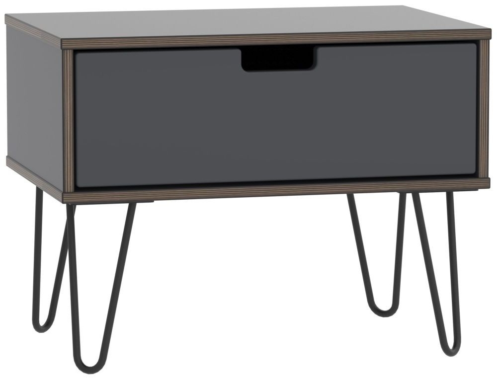 Shanghai Graphite 1 Drawer Midi Chest With Hairpin Legs