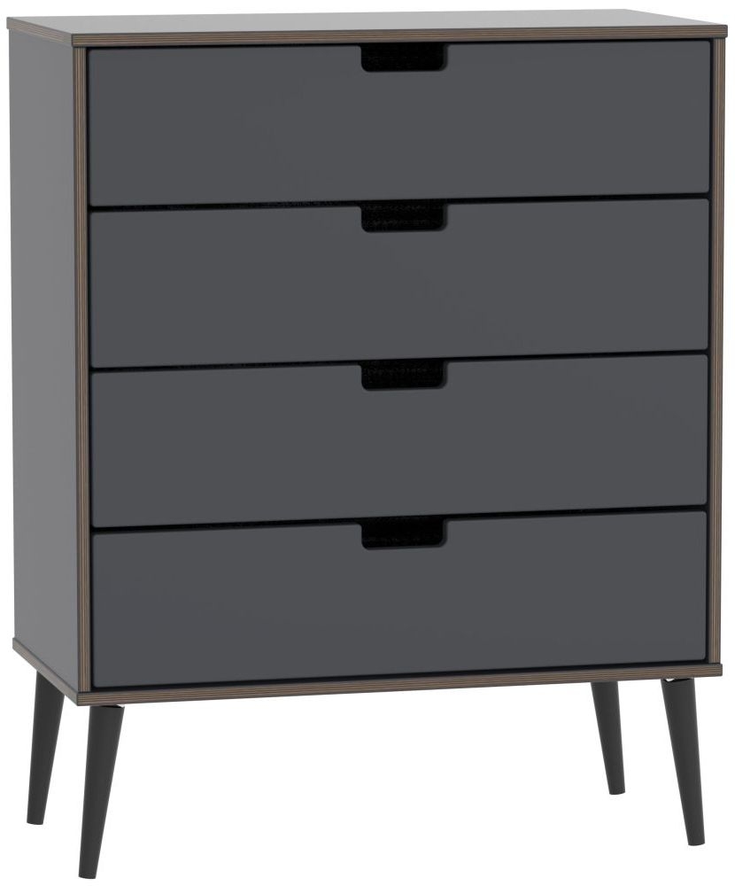 Shanghai Graphite 4 Drawer Chest With Wooden Legs