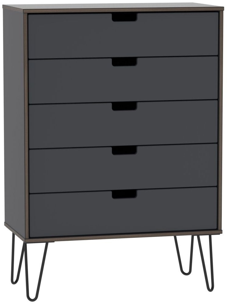 Shanghai Graphite 5 Drawer Chest With Hairpin Legs