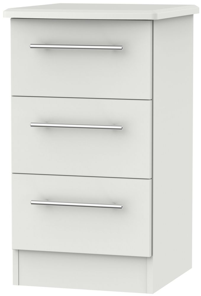 Sherwood Grey Matt 3 Drawer Bedside Cabinet