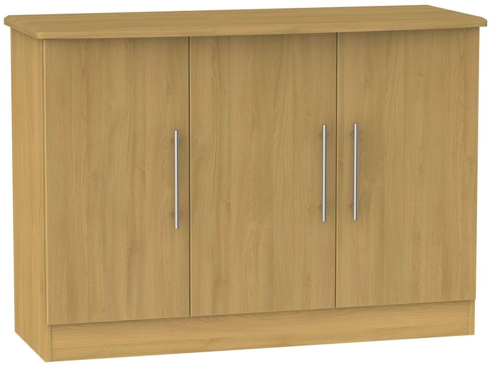 Sherwood Modern Oak 3 Door Narrow Sideboard