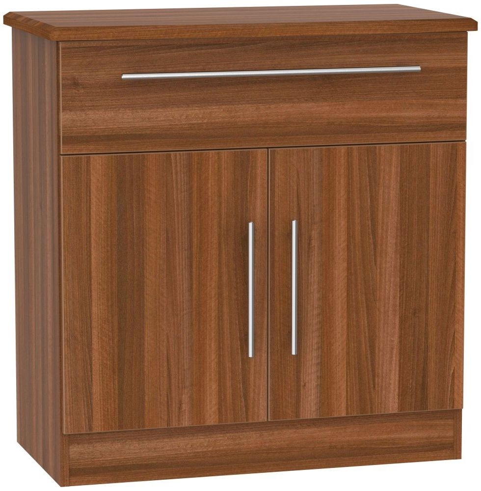 Sherwood Noche Walnut 2 Door 1 Drawer Narrow Sideboard