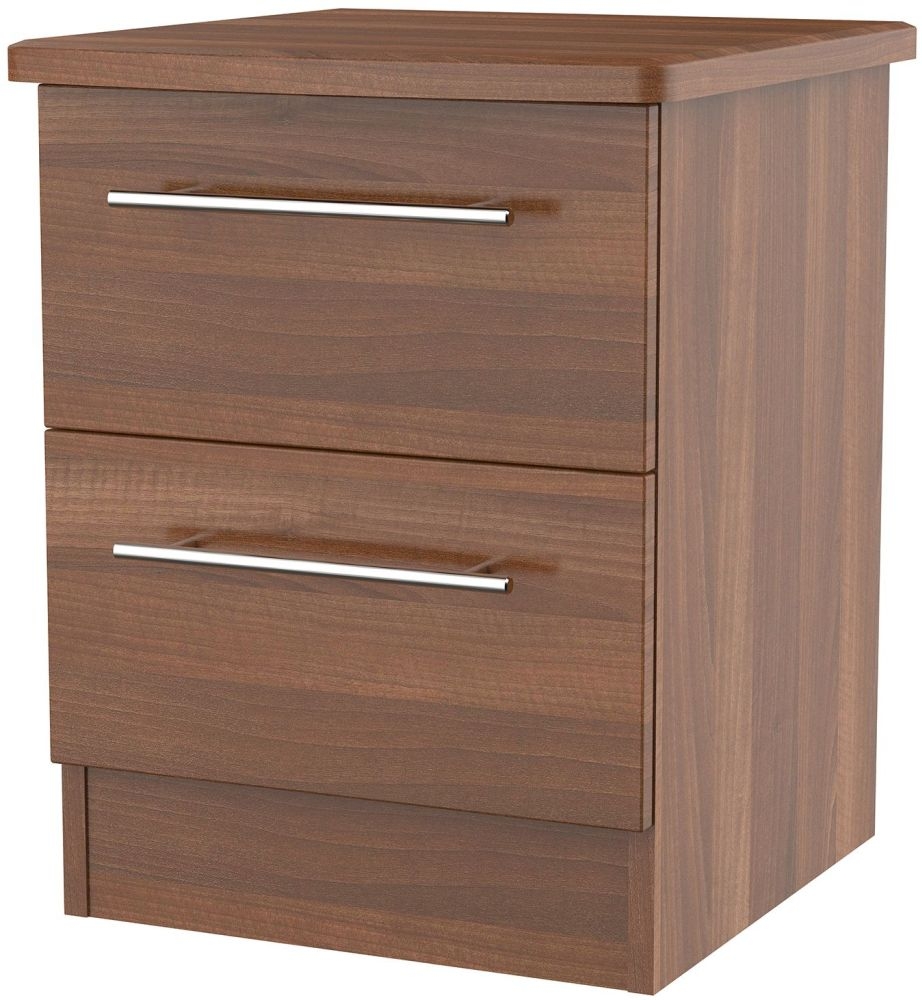 Sherwood Noche Walnut 2 Drawer Bedside Cabinet