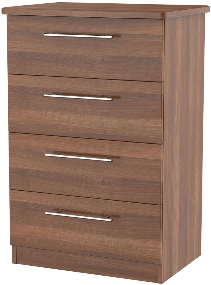 Sherwood Noche Walnut 4 Drawer Midi Chest