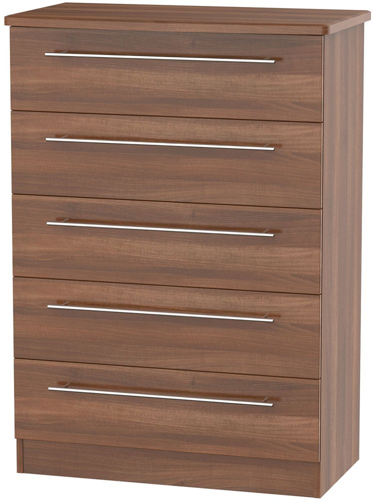 Sherwood Noche Walnut 5 Drawer Chest