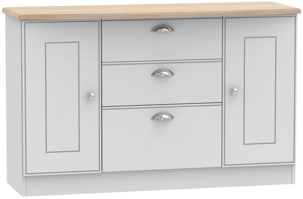 Victoria 2 Door 3 Drawer Sideboard Grey And Riviera Oak