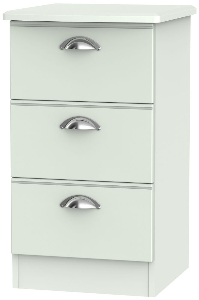 Victoria Grey Matt 3 Drawer Bedside Cabinet