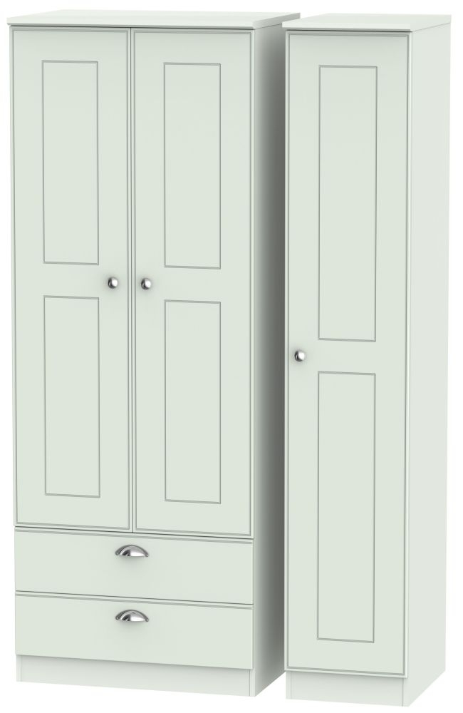Victoria Grey Matt 3 Door 2 Left Drawer Tall Wardrobe