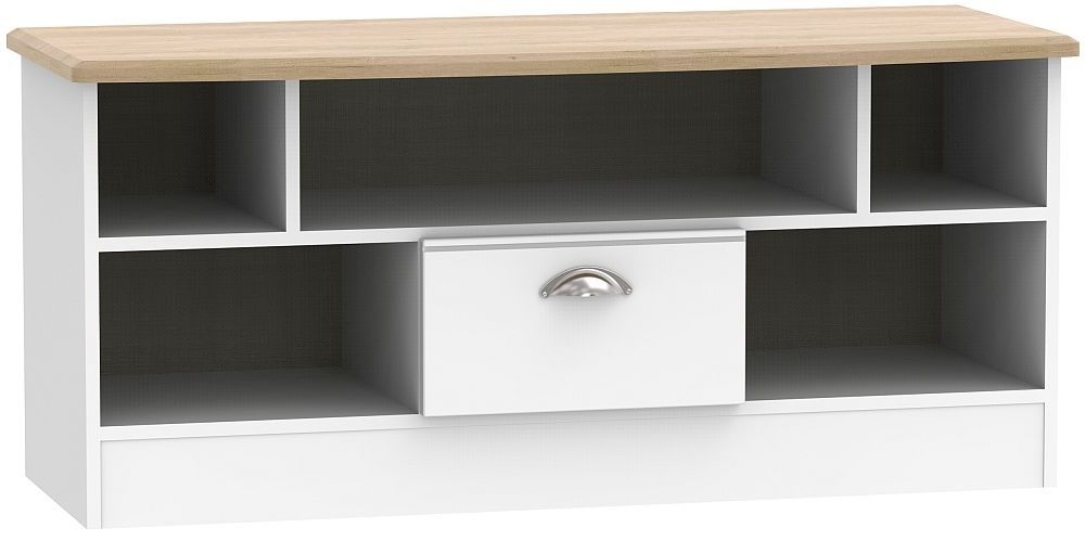 Victoria Open Tv Unit White Ash And Riviera Oak