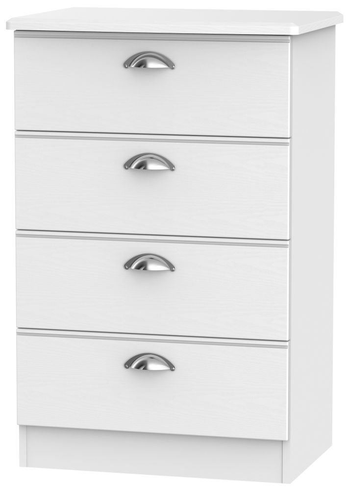 Victoria White Ash 4 Drawer Midi Chest