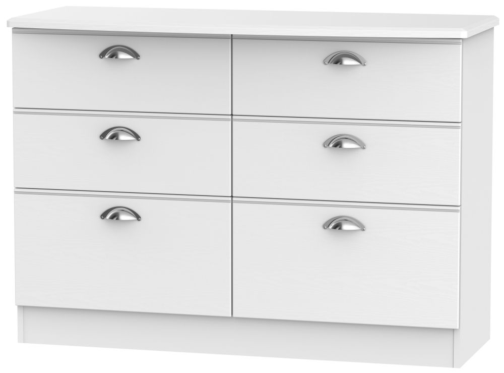 Victoria White Ash 6 Drawer Midi Chest