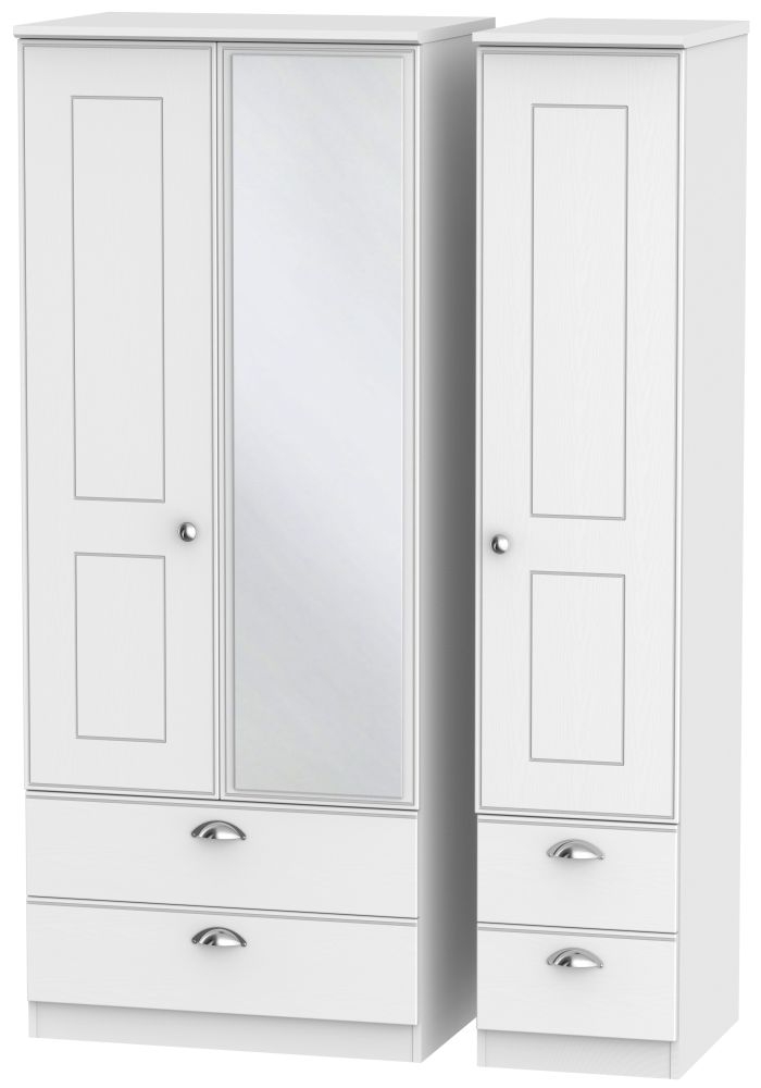 Victoria White Ash 3 Door 4 Drawer Combi Wardrobe