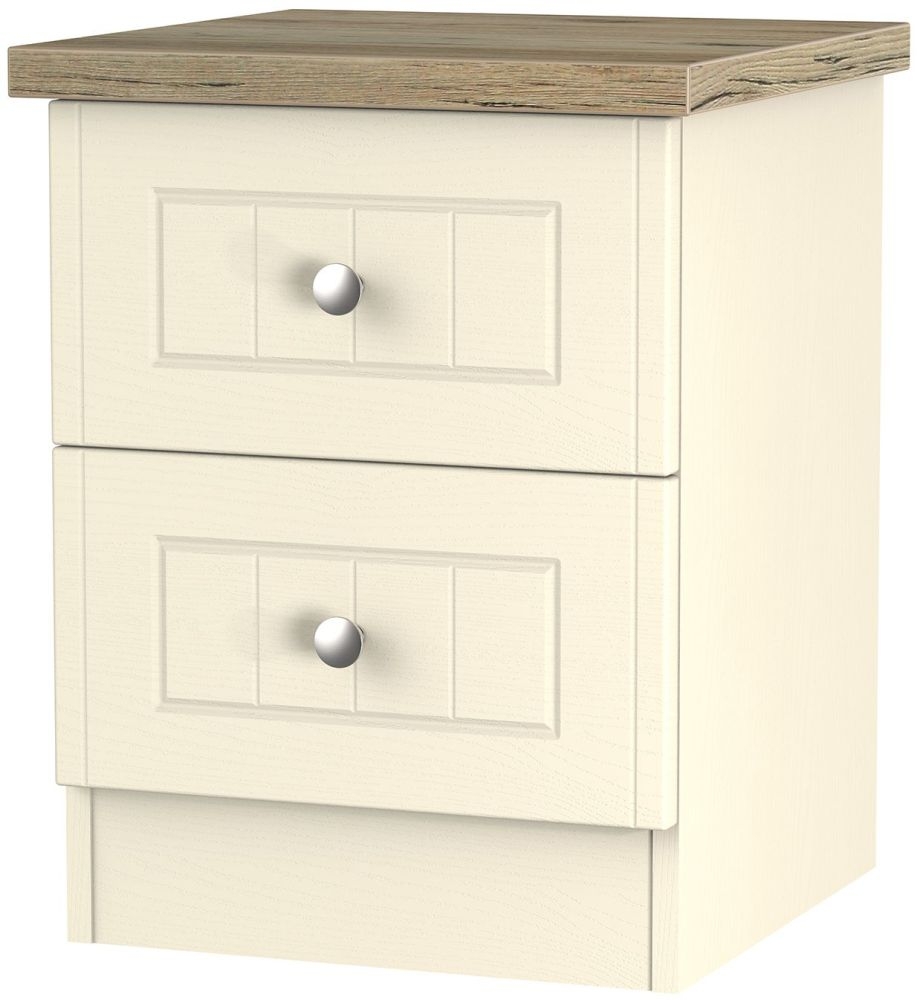 Vienna Cream Ash 2 Drawer Bedside Cabinet