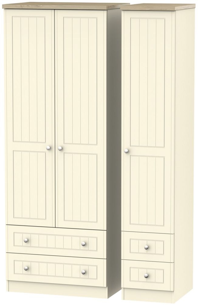 Vienna Cream Ash 3 Door 4 Drawer Tall Wardrobe