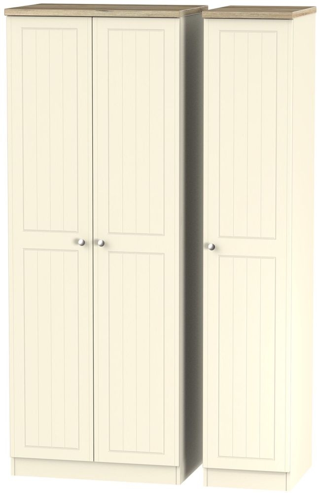 Vienna Cream Ash 3 Door Tall Wardrobe