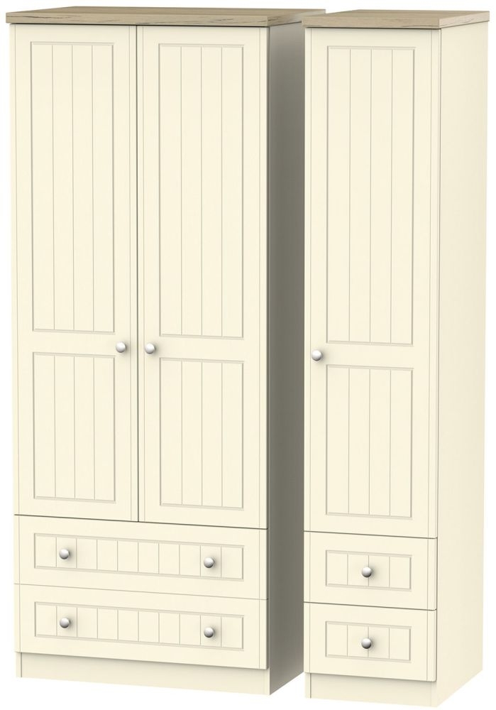 Vienna Cream Ash 3 Door 4 Drawer Wardrobe