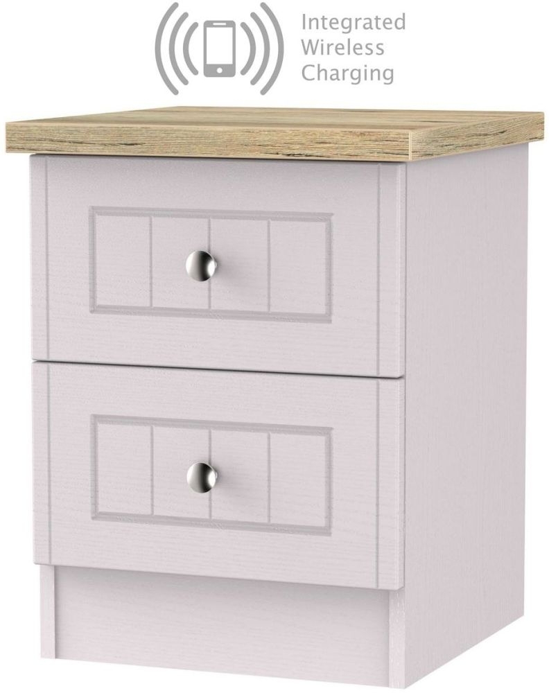 Vienna Kaschmir Ash 2 Drawer Bedside Cabinet With Integrated Wireless Charging