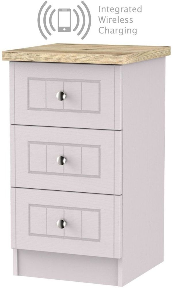 Vienna Kaschmir Ash 3 Drawer Bedside Cabinet With Integrated Wireless Charging