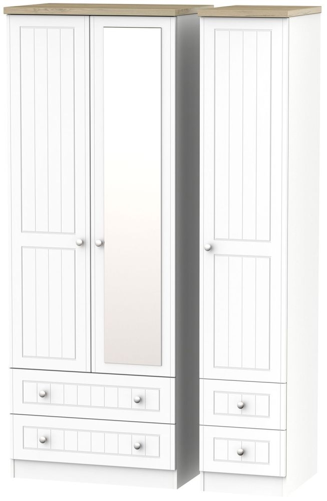 Vienna Porcelain 3 Door 4 Drawer Tall Combi Wardrobe