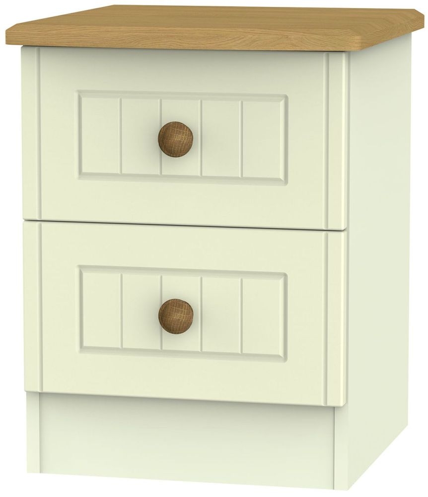 Warwick Cream And Oak 2 Drawer Bedside Cabinet