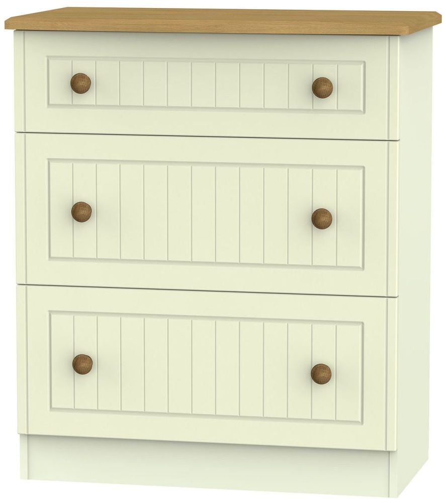 Warwick Cream And Oak 3 Drawer Deep Chest