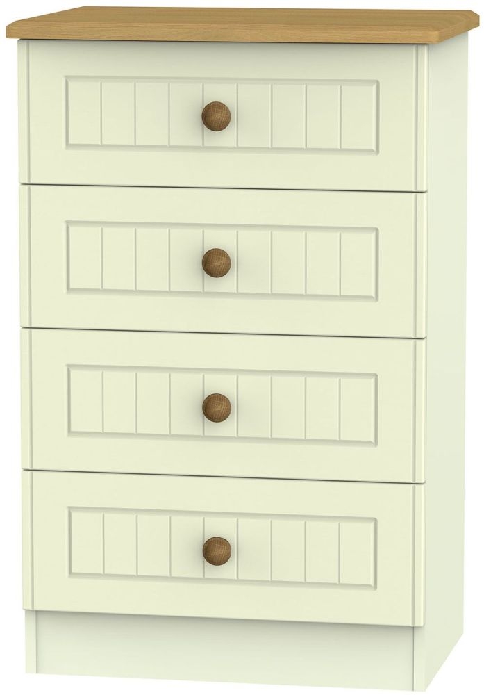 Warwick Cream And Oak 4 Drawer Midi Chest