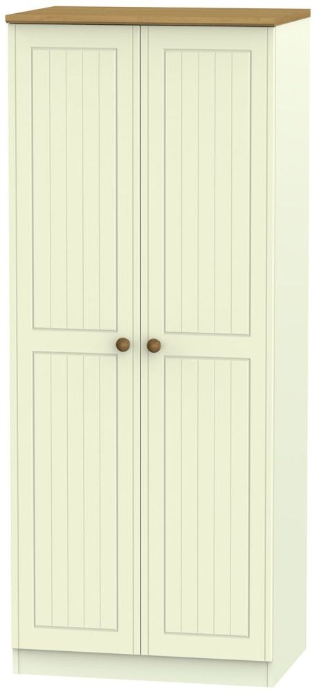 Warwick Cream And Oak 2 Door Plain Wardrobe