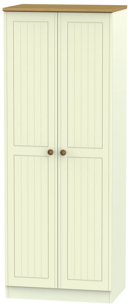 Warwick Cream And Oak 2 Door Tall Hanging Wardrobe