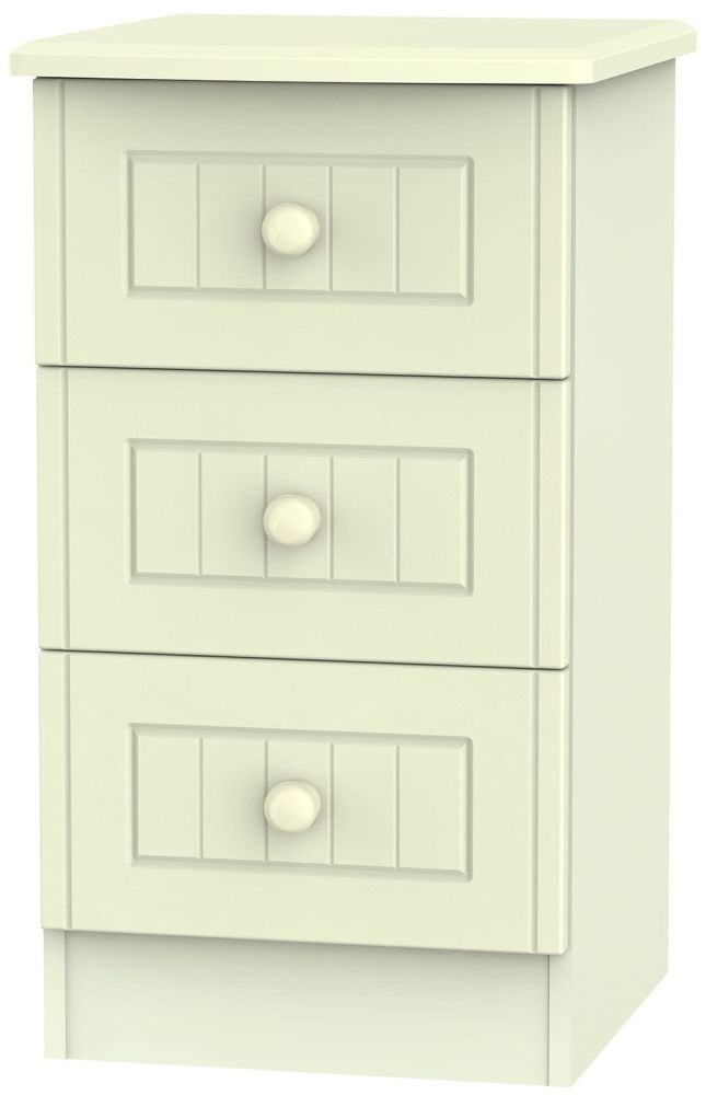 Warwick Cream 3 Drawer Bedside Cabinet