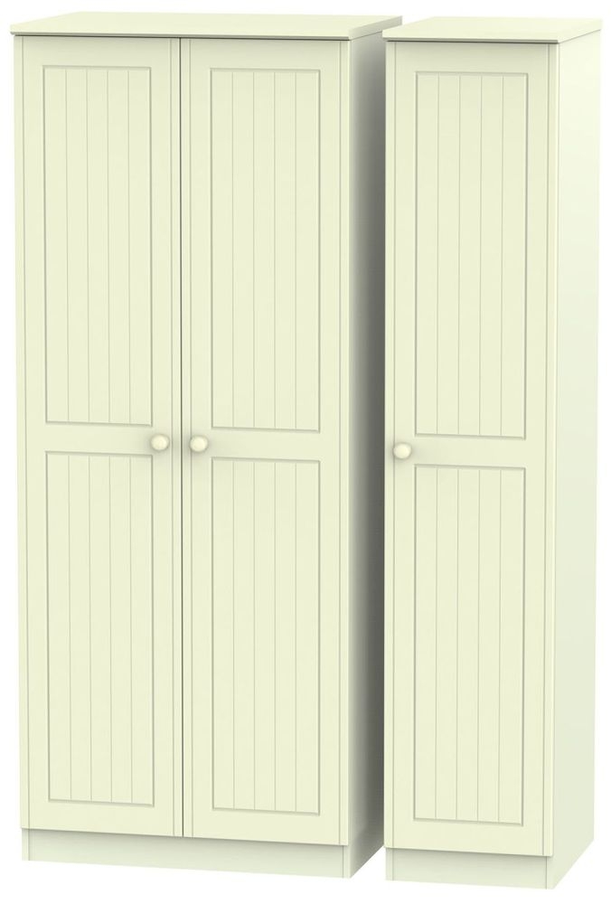 Warwick Cream 3 Door Plain Triple Wardrobe